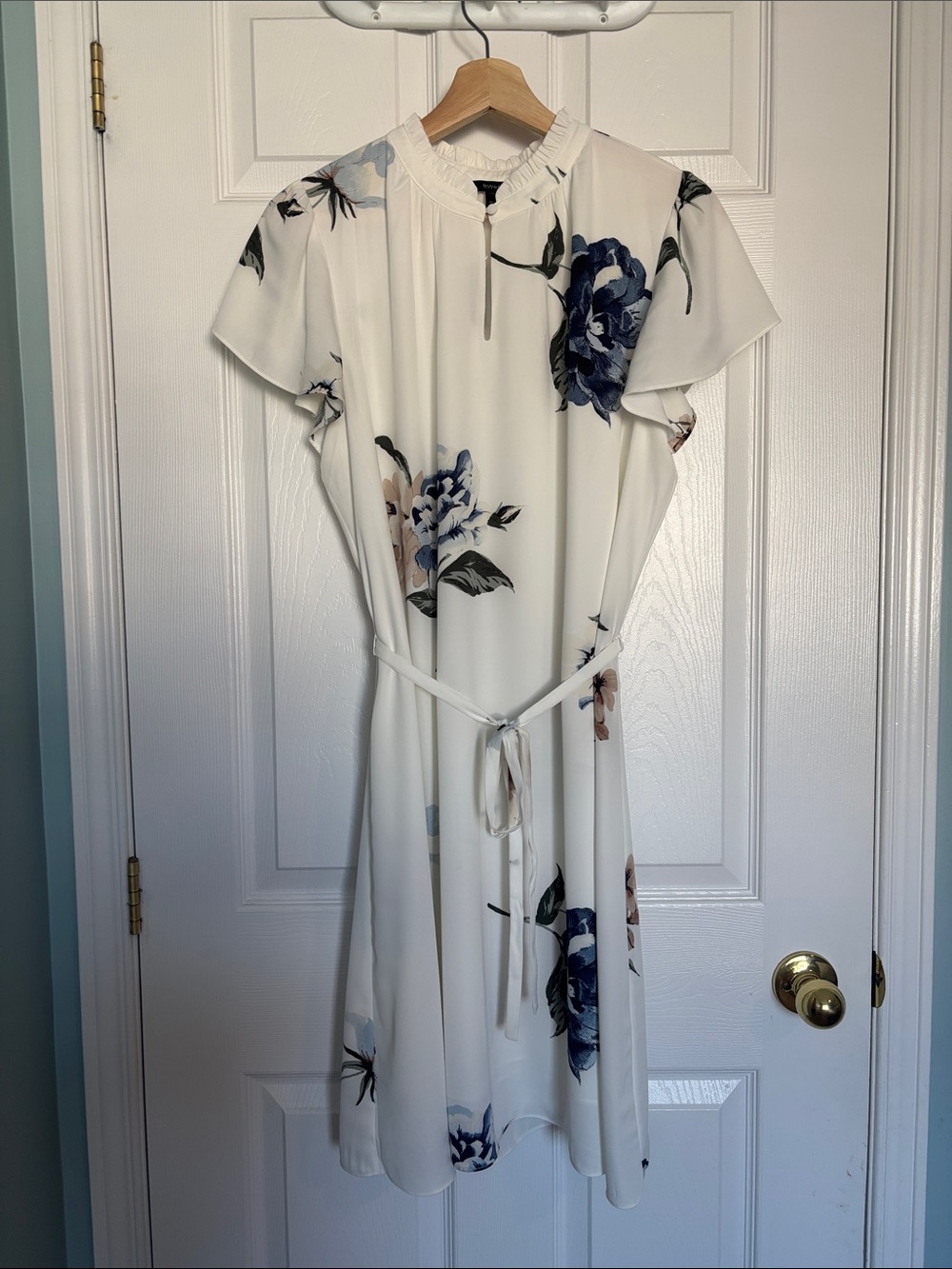 RW&Co ruffle neckline floral dress
